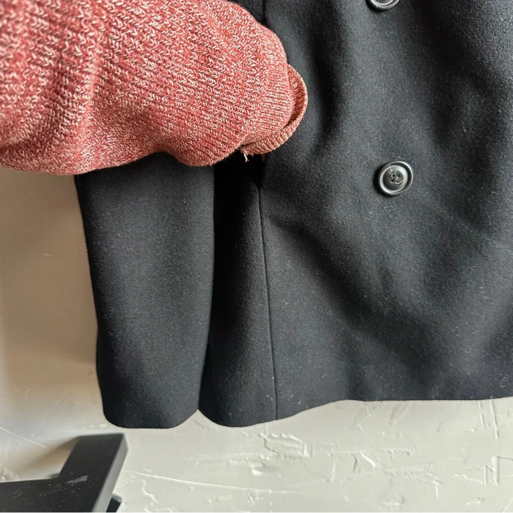 J.Crew Black Wool Blend Peacoat Jacket Classic Tailored Minimal Chic Prep Sz L - Picture 4 of 14